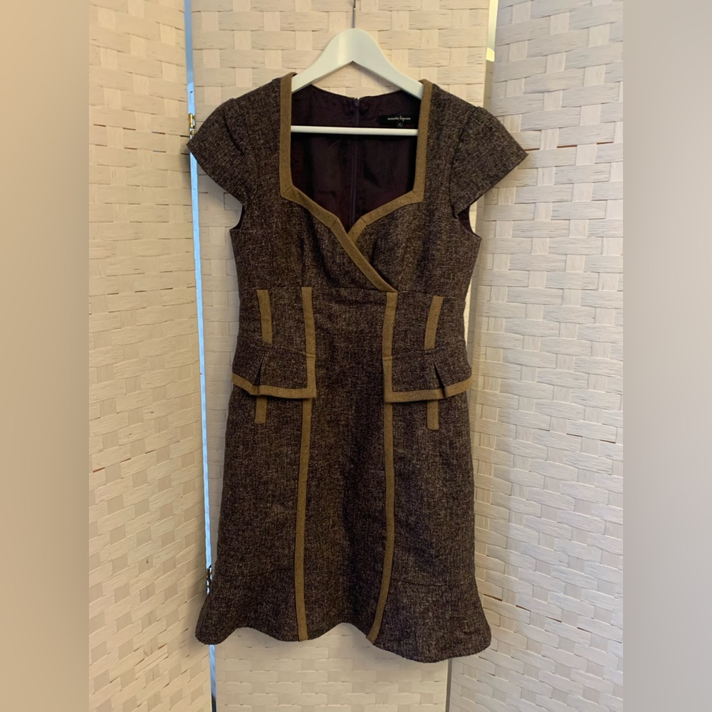 nanette lepore Purple Wool Tweed dress Fit and Flare Classic